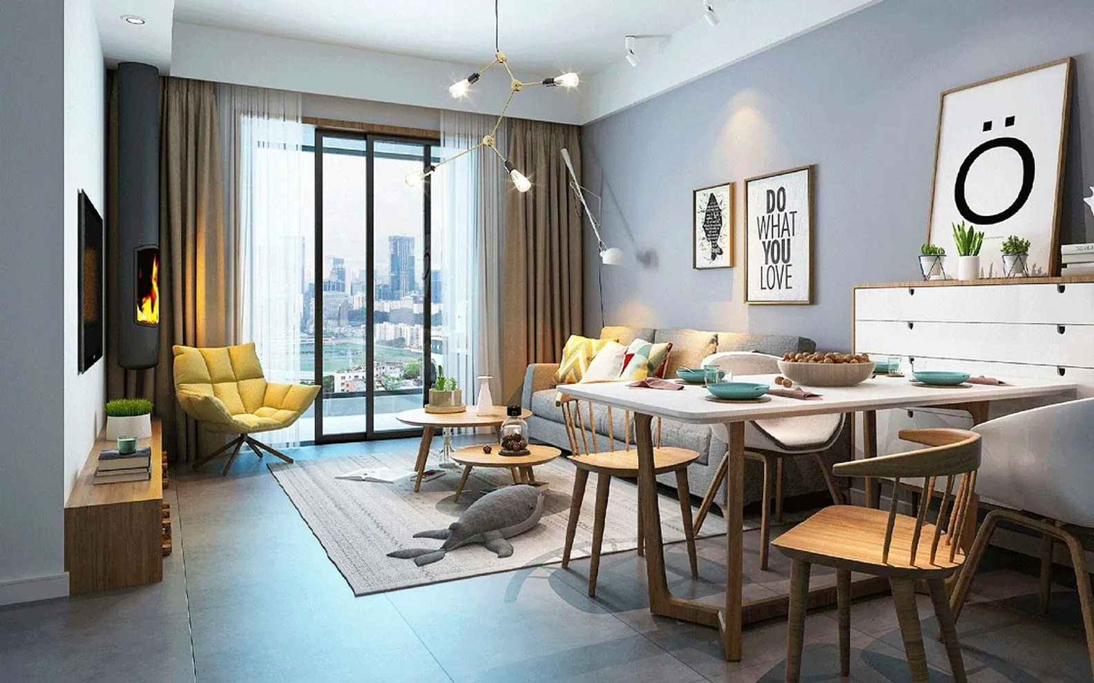 Home, living room and interior design